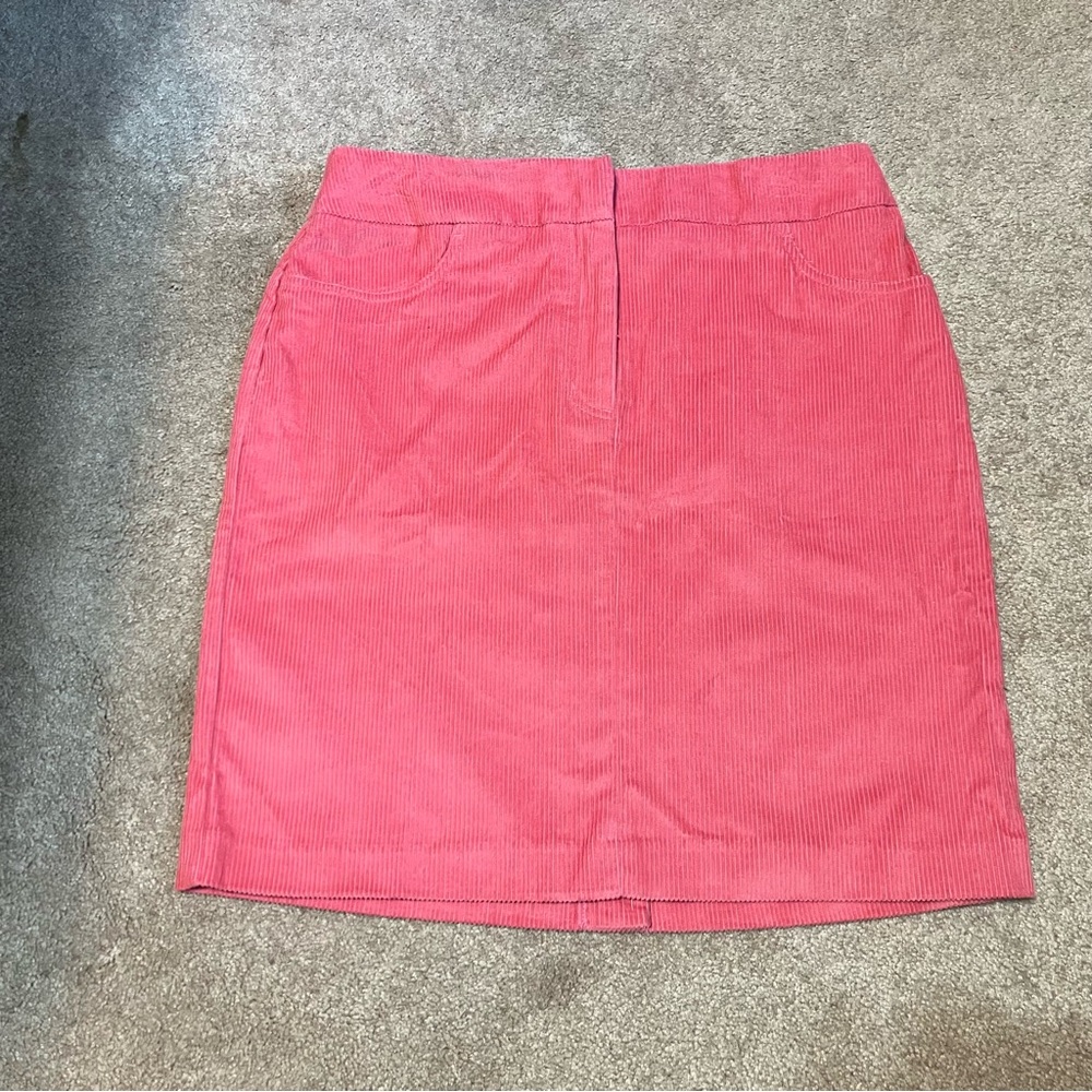 Coral Pink Corduroy Pencil Skirt